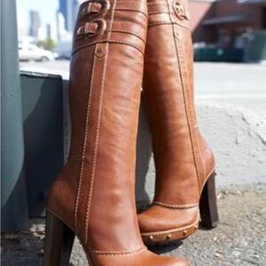 Frye Cognac Leather Heeled Boots